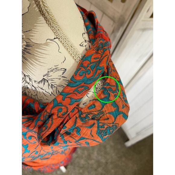 Tommy Bahama Dress Womens Large Fitted Hombre Red Orange Maxi - Picture 3 of 7